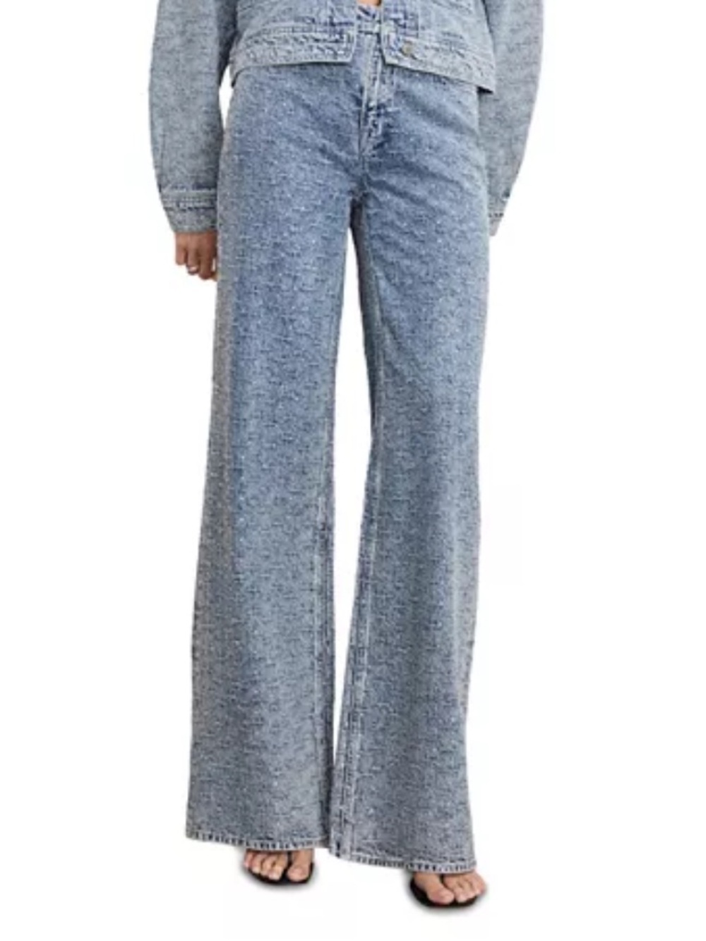 Good American Good Skate Mid Ris Wide Leg Jeans With Rhinestones Size 14 NEW - Picture 2 of 16